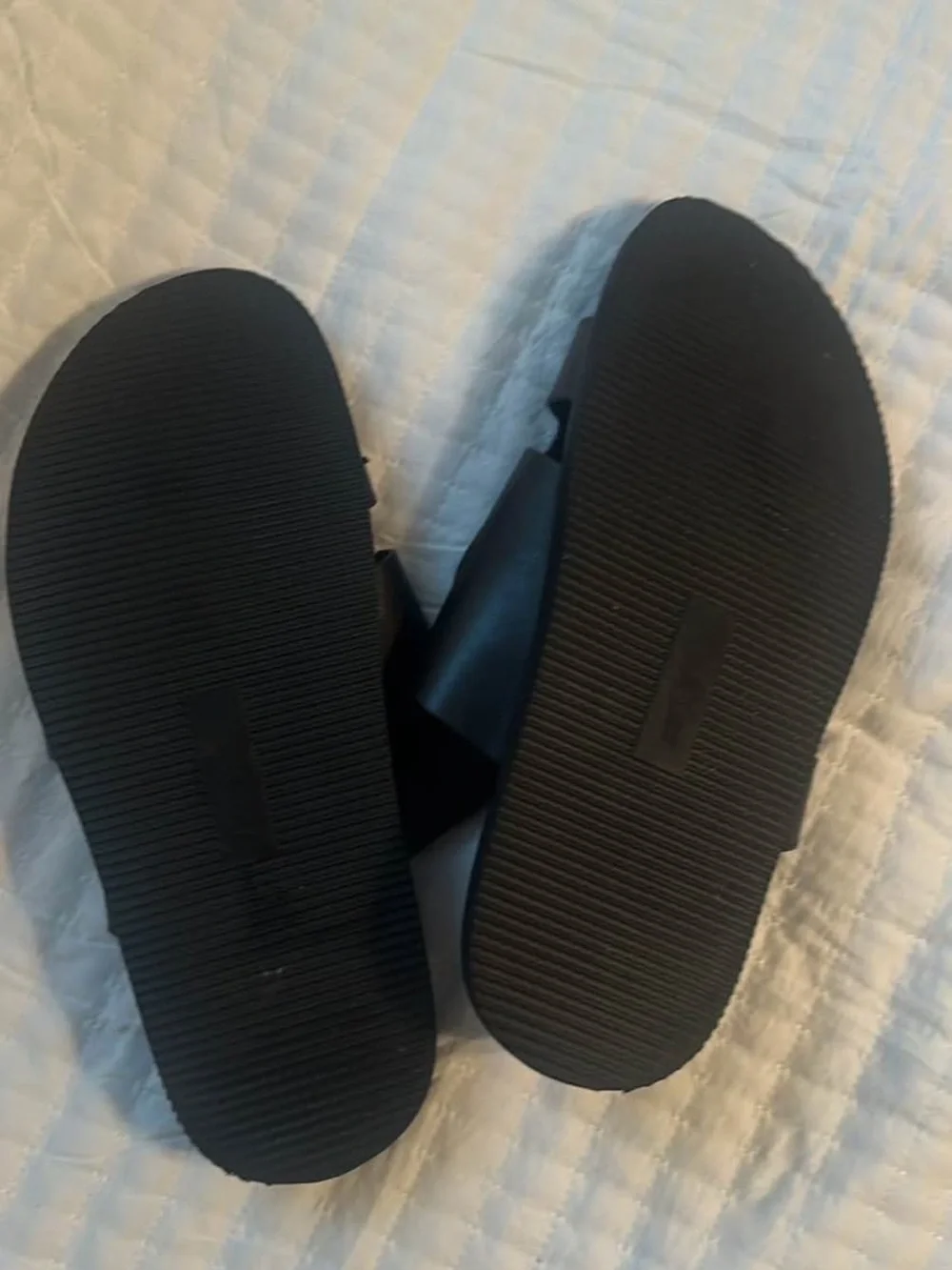Steve Madden Black Leather Cutout Slide Sandals